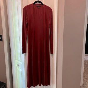 White House Black Market Duster/Sweater. Rusty/red color. Buttons on sleeves